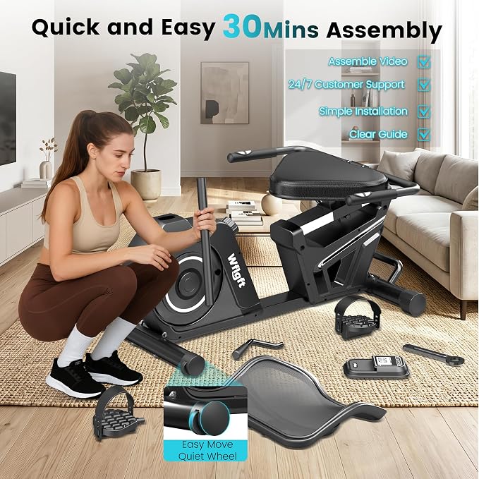 Recumbent Exercise Bikes for Home,Stationary Bike with Arm Exerciser | Smart Bluetooth App, 450LBS Capacity, 16 Level Magnetic Resistance, LCD Monitor, Home Rehab for Seniors Adults