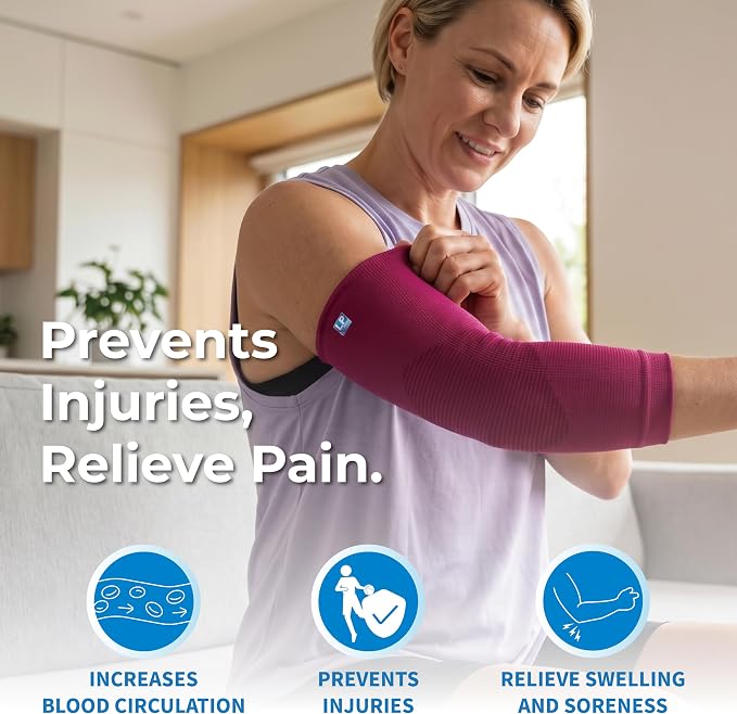 LP SUPPORT 668 Compression Arm Sleeve for Workouts, Sports & Pickleball, Golf and Tennis Elbow Pain relief for Men & Women