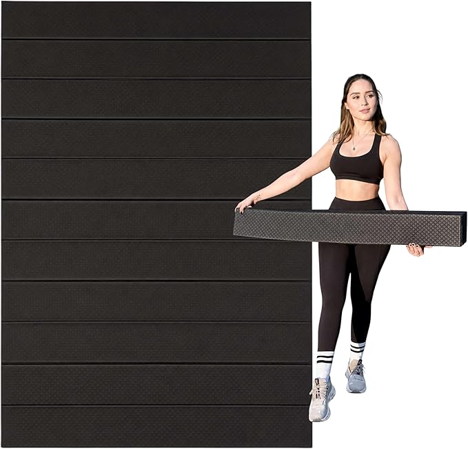 Foldable Large Yoga Mat, Extra Space 72"L x 48"W (183 x 122 cm), 6mm & 8mm Thick, Workout Mat for Home Gym and Travel - Anti-Slip Folding Exercise Mat for Yoga & Pilates