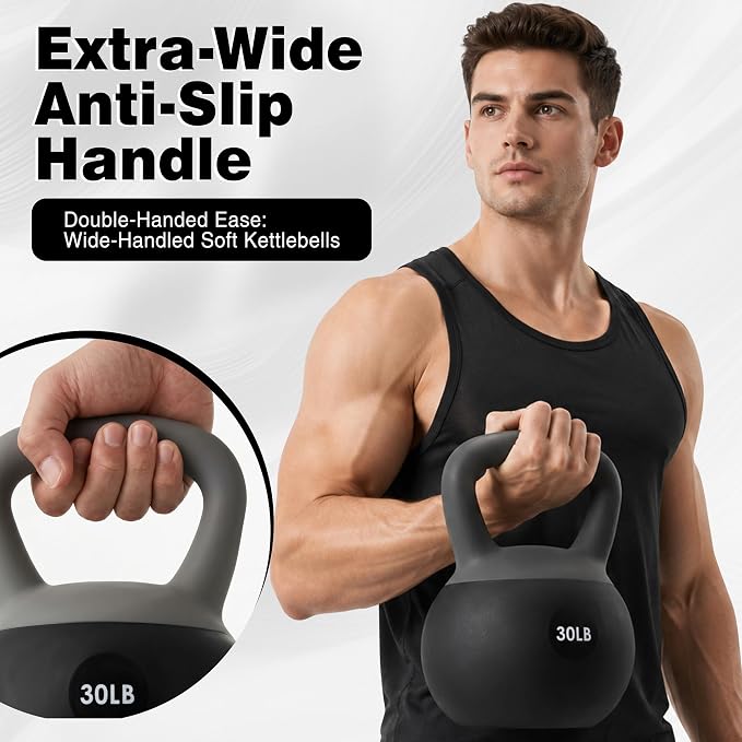 ALTLER Soft Kettlebell 10-50LBS Safe Strength Training Kettlebell Anti-Slip Grip Weight for Home Workouts and Men/Women/Beginners