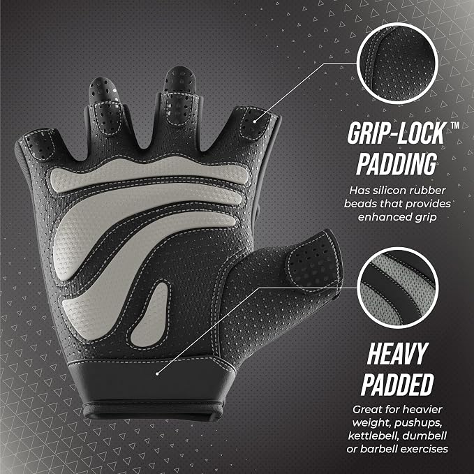 Contraband Pink Label 5437 Womens Extreme Grip Weight Lifting Gloves w/Heavy Rubber Padded Palm (Pair) - Heavy Duty Palm w/Griplock Silicone & Rubber Grip Pads for Gym Workouts