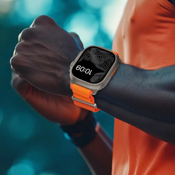 Alpine Nylon Sport Bands Compatible with Apple Watch Ultra Band 49mm 46mm 45mm 44mm 42mm Men Women, Stretch Loop Strap with D-Hook for iWatch Series 10 Ultra SE 9 8 7 6 5 4 3 2 1 (Orange, 38mm/40mm/41mm/42mm(Series 10))