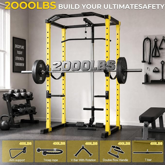 HulkFit Multifunction Heavy-Duty Power Cage Squat Rack, Home Gym,Multiple Sizes and Colors Available