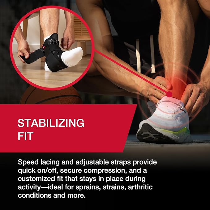 MUELLER Sports Medicine The One Ankle Brace Premium, Ankle Pain Relief Support for Men and Women, Ideal for Sprains, Strains, Arthritis, Black