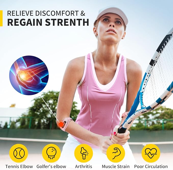 CAMBIVO 2 Pack Tennis Elbow Brace Strap for Tendonitis, Light Pink | EVA Compression Pad, Adjustable Strap with Premium Velcro, for Men and Women, Golfer's Elbow, Counterforce Brace, Breathable