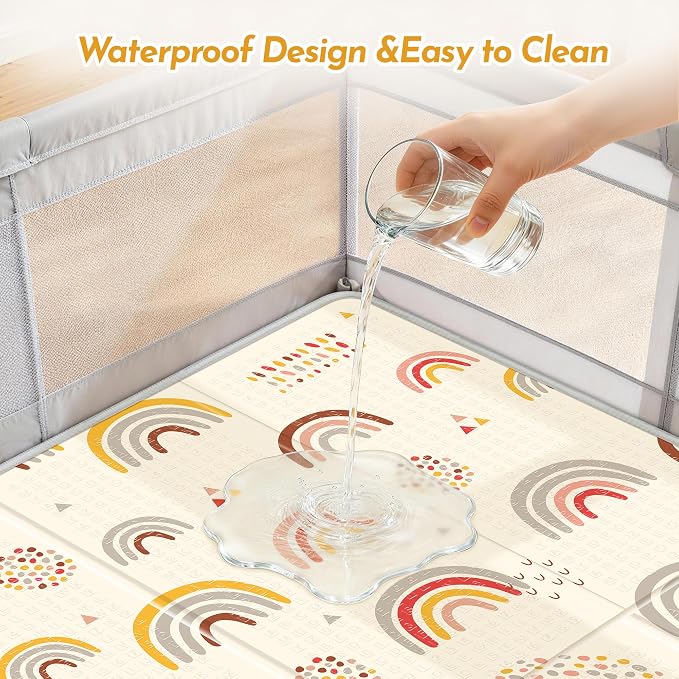 Baby Play Mat for Floor, Extra Large Play Mat for Baby, 79 x71" Memory Foam 0.8" Thick Crawling for Babies,Toddlers Infants, Reversible Baby Play Mat,Foldable Foam Floor Mat for Tummy Time