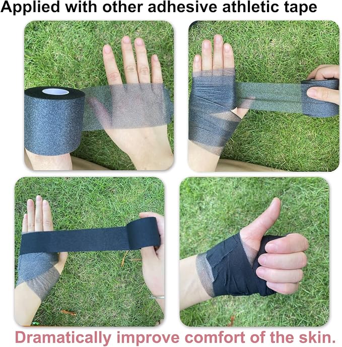 ADMITRY Pre Wrap Tape Athletic,3 Rolls X 22 Yards Beige Prewrap | Headbands for Hair,Foam Underwrap Sports Wrap