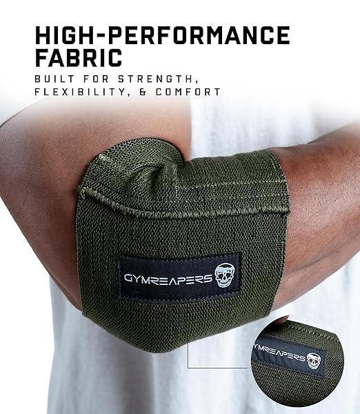 Gymreapers Elbow Compression Cuff for Weightlifting, Powerlifting – Support & Relief for Tendonitis, Stability, Tennis Elbow, Strength Training & Injury Recovery (Green, 10")