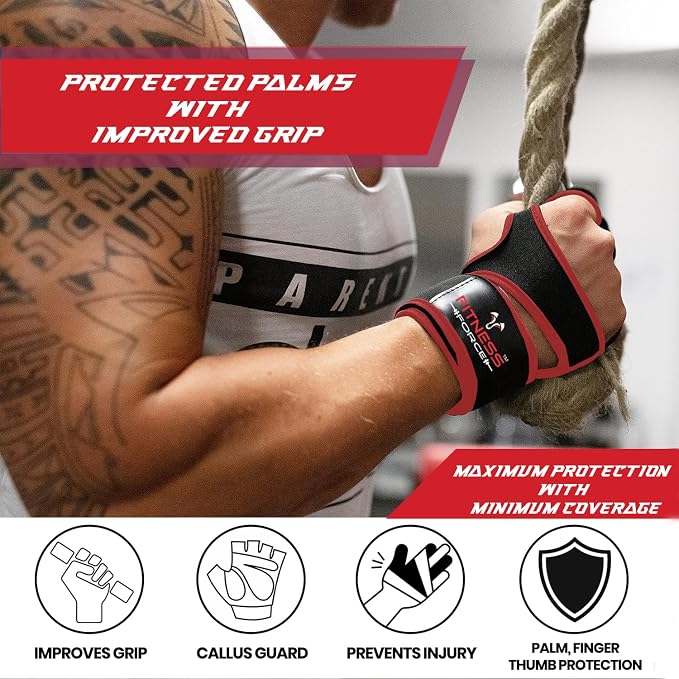 FITNESS FORCE Ventilated Weight Lifting Workout Gloves for Men & Women | Gym Gloves for Men & Women with Built-in Wrist Wraps for Men, Exercise Gloves for Weightlifting, Cycling & Cross Training