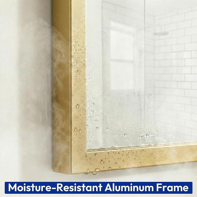 36" x 36" Large Gold Wall Mirror, Oversized Square Accent Mirror, Luxury Metal Framed Decor for Living Room & Bathroom Vanity