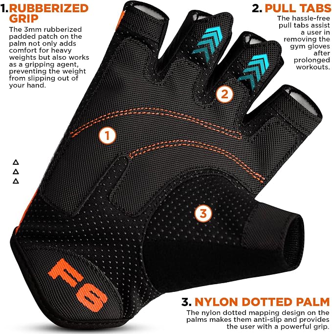 RDX Weight Lifting Gloves Women Fitness Workout, Anti Slip Padded Palm Grip Protection, Elasticated Breathable, Powerlifting Gym Bodybuilding Strength Training, Half Finger, Cycling Calisthenics