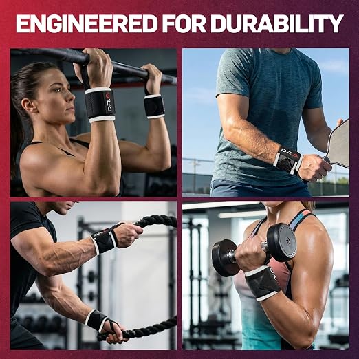 Dr. Arthritis Weight Lifting Wrist Wraps with Thumb Loop, Heavy-Duty Wrist Straps for Weightlifting, Hybrid Training, Olympic Lifts & Calisthenics, Non-Slip Gym Wraps for Men & Women (Black&White)