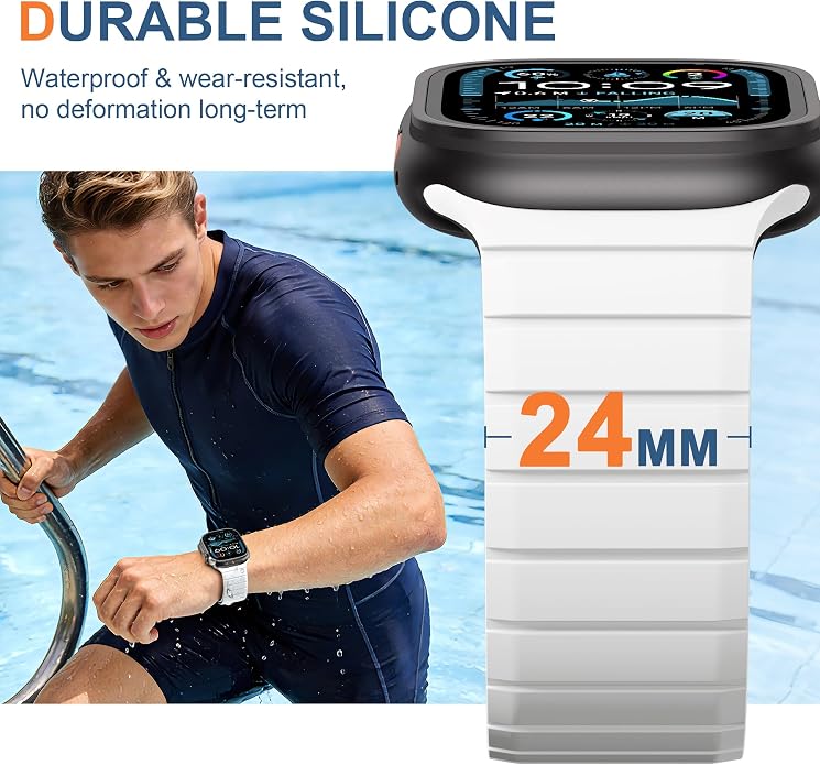SNBLK Magnetic Band Compatible with Apple Watch Bands for Men 44mm 45mm 46mm 49mm 42mm 41mm 40mm 38mm Women, Secure Silicone Sport Loop Magnet Strap for iWatch Ultra 3 2 1 SE Series 11 10 9 8 7 6 5 4