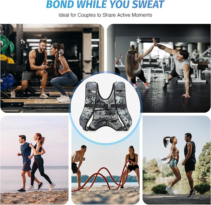 ZELUS Weighted Vest, 6lb/8lb/12lb/16lb/20lb/25lb/30lb Weight Vest with Reflective Stripe for Workout, Strength Training, Running, Fitness, Muscle Building, Weight Loss, Weightlifting
