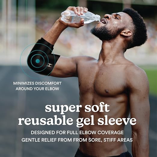 Homedics Hot and Cold Relief Gel Elbow Sleeve, Heat or Ice Therapy | for Sore Elbows and Joints, Soft-Touch Stretch Fabric, Contoured Hydrogel Design for Comfort and Relaxation