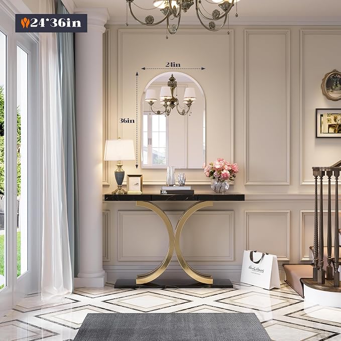 Frameless Bathroom Mirror, 24"x36" Arched Beveled Vanity Mirrors | Arch Wall Mounted Tempered Glass Mirror, Bathroom Mirrors for Over Sink, Hallway, Living Room, Bedroom