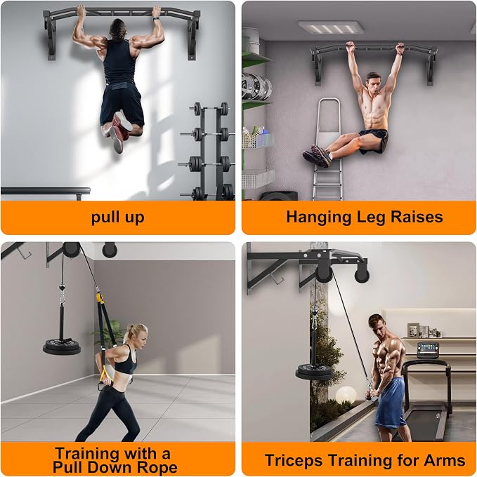 Upgrade Pull Up Bar Wall Mounted,Heavy Duty Multi Grip Chin Up Bar for Strength Training, 600 lbs Capacity, Durable Steel Construction, Perfect for Home and Garage Workouts