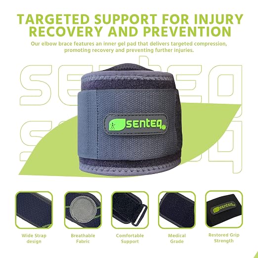 Elbow Brace Support Strap - Forearm Compression Sleeve, Tennis Elbow Brace for Men and Women, Fit Wrap Band for Weightlifting, Tennis, Golf Pressure Relief & Sports Injury Recovery, 1ct, XL