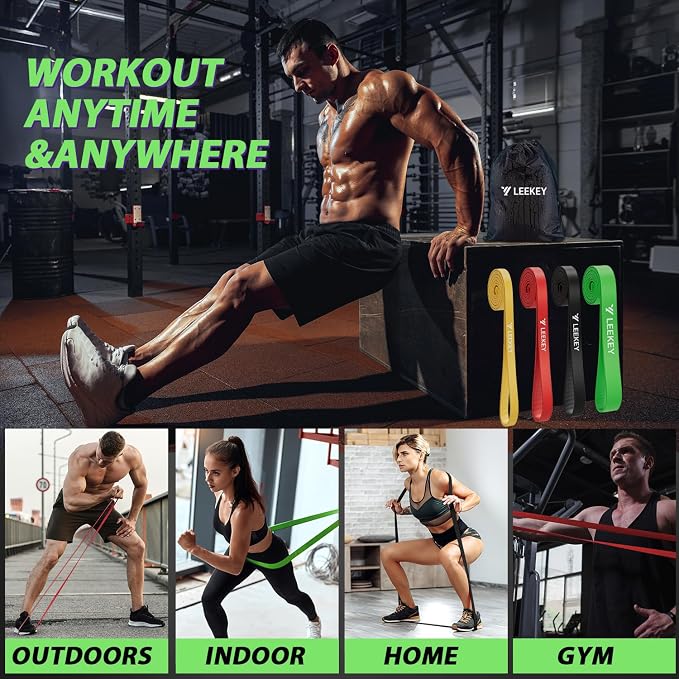 LEEKEY Pull Up Assistance Bands,Muit Levels Resistance Bands for Senior/Adults,Exercise Bands with Door Anchor, Strength Bands for Fitness Training, Physical Therapy,Home Gym Workouts