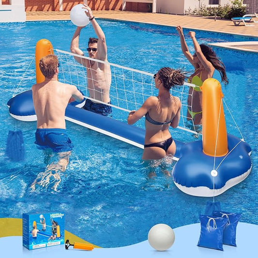 118" Pool Volleyball Net Set for Inground & Above Ground Pools | Complete Pool Game Kit with Water Volleyball, Pump & Adjustable Net, Outdoor Summer Pool Toys for Adults & Family, Pool Party Gift 2026