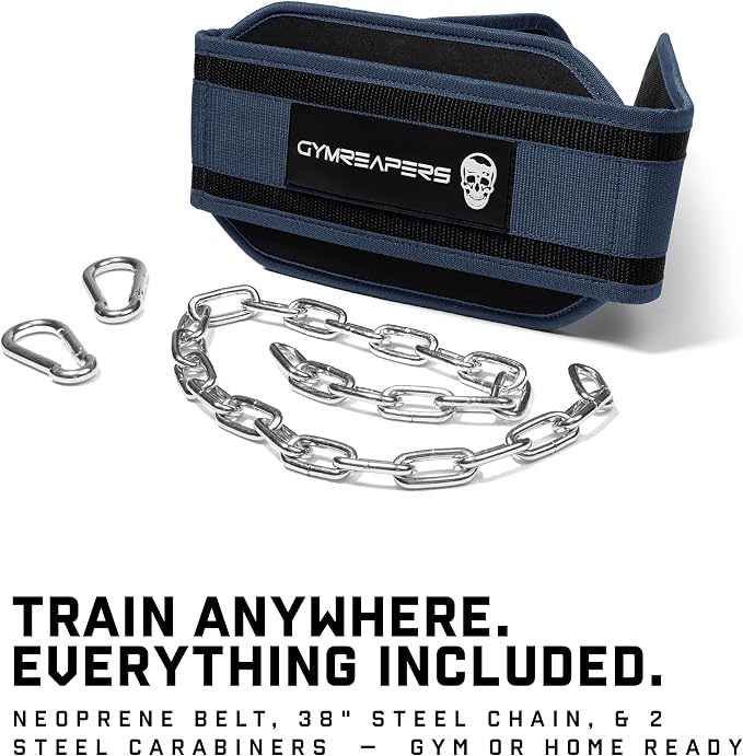 Gymreapers Dip Belt With Chain For Weightlifting, Pull Ups, Dips - Heavy Duty Steel Chain For Added Weight Training