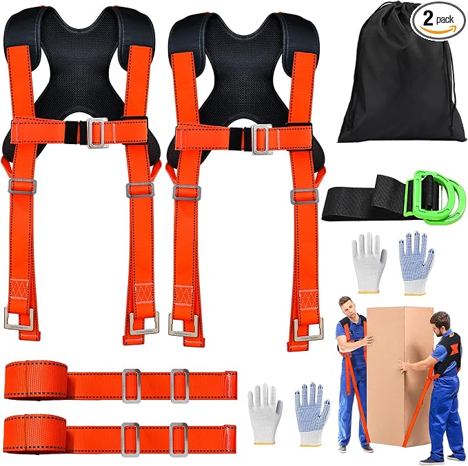 Upgraded Furniture Moving Straps with Chest Buckle, Adjustable Shoulder Moving Lifting Straps for 2 Movers,Move Furniture, Appliances, Mattresses,Heavy Objects Safely,up to 1000lbs