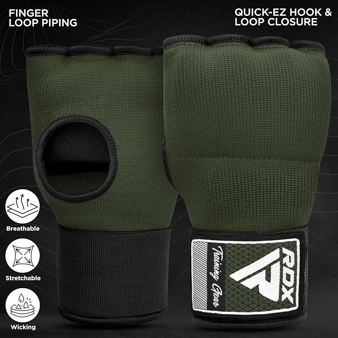 RDX Gel Boxing Hand Wraps Inner Gloves Men Women, Quick 100cm Long Wrist Straps, Elasticated Padded Fist Under Mitts Protection, Muay Thai MMA Kickboxing Martial Arts