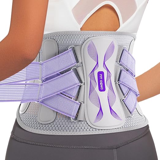 Fit Geno Back Brace for Lower Back Pain, Men & Women, Lumbar Support | An ergonomic lumbar pad and adjustable straps deliver targeted compression to support your lower back during the day