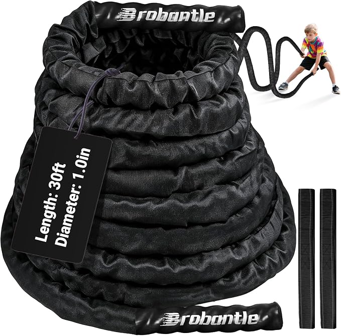 Battle Rope for Home Gym Workout,1 Inch 30ft Weighted Exercise Ropes for Working Out,Heavy Fitness Training Rope