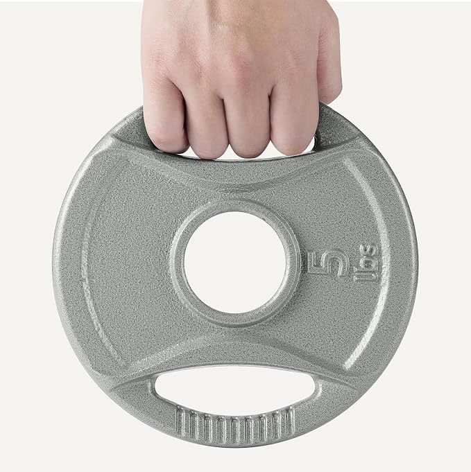 Amazon Basics 2-Inch Olympic Grip Weight Plates, Cast Iron, for Powerlifting, CrossFit & Strength Training