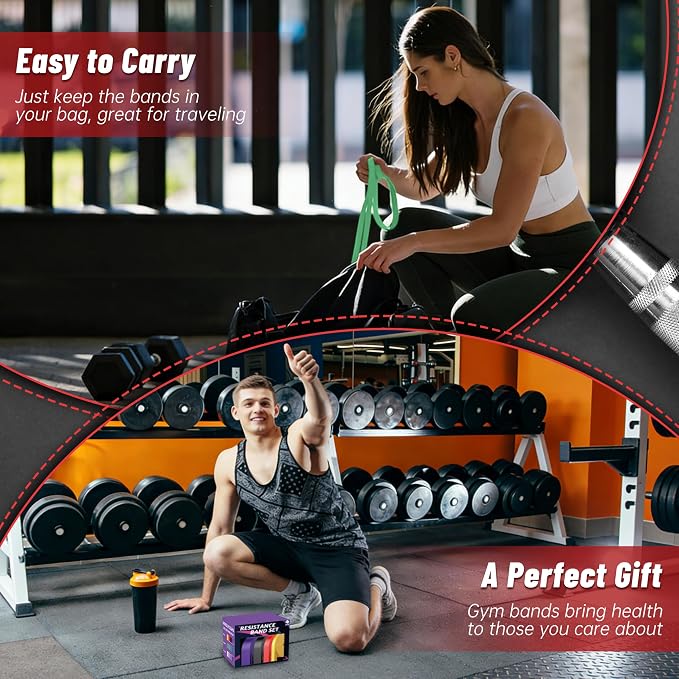 Resistance Bands for Working Out, 4-Level Pull Up Assistance Bands, Exercise Bands for Women & Men, Stretch Workout Bands for Full-Body Training, Fitness, Physical Therapy, Pull Up Bands at Home, Gym
