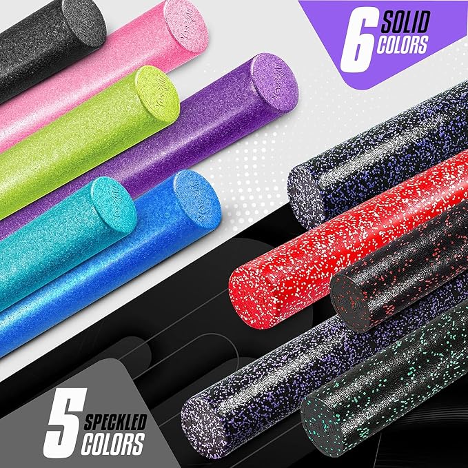 Yes4All High-Density EPP Round Back Roller Foam, Exercise Foam Roller for Yoga, & Pilates, Multiple Sizes and Colours, Purple Speckled - 18 inches