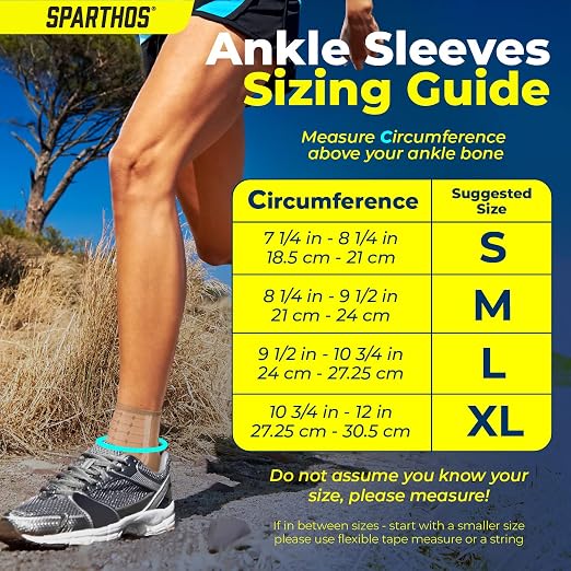 Sparthos Ankle Brace for Women & Men, Foot Compression Sleeve - Beige-XL