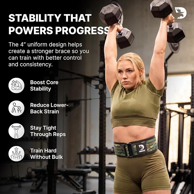 DMoose Fitness Auto Locking Weight Lifting Belt for Men & Women - 4" Nylon Squat & Deadlift Belt with Quick-Release Buckle - Gym Workout Belts for Lumbar Back Support for Weightlifting & Powerlifting