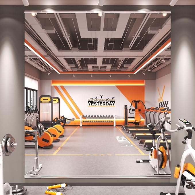 Amorho 79''x36''(Each)-2PCS Gym Mirror | Tempered Glass, Frameless Full Body Mirror for Home, Yoga Studios, Dance Rooms, Garage Gyms.