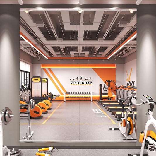 Amorho 79''x36''(Each)-2PCS Gym Mirror | Tempered Glass, Frameless Full Body Mirror for Home, Yoga Studios, Dance Rooms, Garage Gyms.