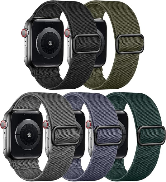 Adorve Stretchy Band Compatible with Apple Watch Bands Ultra 3/2/1 49mm 46mm 45mm 44mm 42mm 41mm 40mm 38mm Men Women, Soft Nylon Elastic Braided Strap Fits for iWatch Series 11/10/9/8/7/6/5/4/3/SE3-1