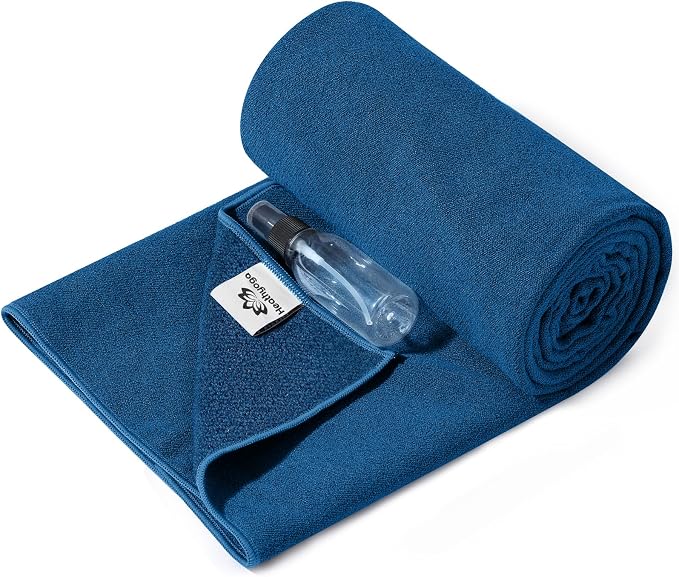 Heathyoga Yoga Mat Towel Non Slip for Hot Yoga Towel with Silicone Grip & Free Spray Bottle, 72"X26" Extra Large Microfiber Yoga Towel for Bikram, Pilates, Fitness