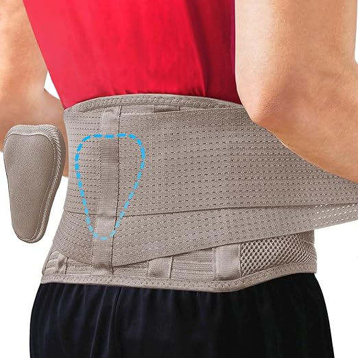 Sparthos Back Brace for Women & Men, Sciatica, Lower Back Pain - Taupe-S