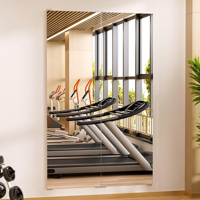 brisafe Gym Mirror, 59"x16" 2-Pack Shatterproof Nano Wall Mirror | Shatterproof Nano Safety Mirror, Lightweight, Reduces ER bills，True Reflection, for Gym & Dance