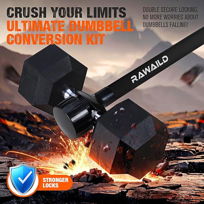 Dumbbell Converter, Convert Dumbbells to Barbell Set, Weight Bar for Bench Presses, Squats, Hip Thrust, Deadlifts, Home Weightlifting and Strength Training, Versatile Home Gym Equipment