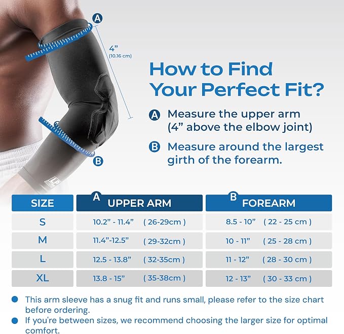 LP SUPPORT IM510 Shield Padded Arm Sleeve, Protective Elbow Support for Tennis, Basketball, Volleyball for Men & Women