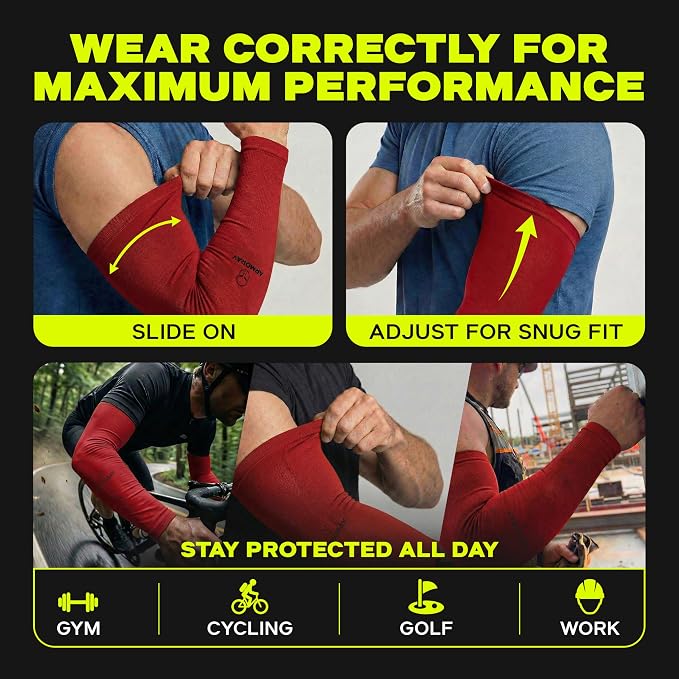 ARMORAY Arm Sleeves for Men and Women - UV Sun Protection Cooling Compression - Tattoo Cover Up Sleeve for Daily Wear & Work