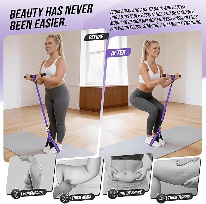 Upgrade Pedal Resistance Band with Handle, Adjustable Tube Foot Pedal Device Puller Exercise Bands, for Abs Arm Leg Waist Workout, Core Pilates, Sit Up Fitness Equipment for Full Body Training