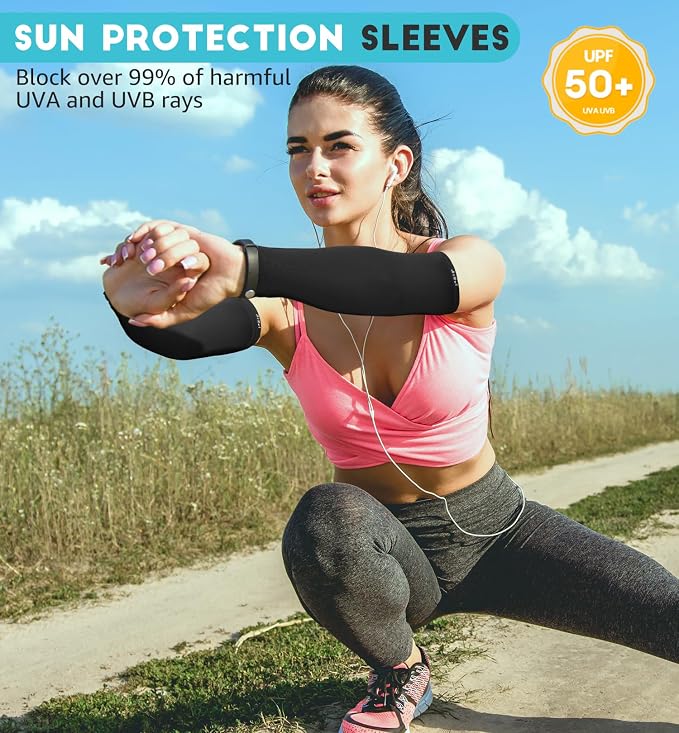 HiRui Arm Compression Sleeves for Men Women Youth, UV Protection 20-30mmHG Support Tattoo Cover, Breathable Moisture-Wicking