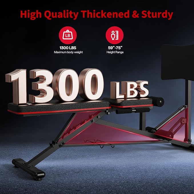 PASYOU Leg Press Machine, Adjustable Weight Bench with Leg Extension, 1300LBS Weight Capacity Leg Press Machines for Home Gym Full Body Exercise, Leg Workout Equipment with Dumbbell Rack