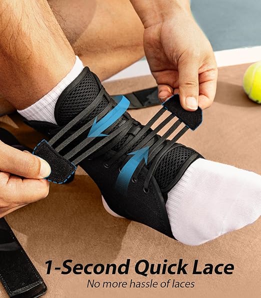 ZOELION Ankle Brace for Men Women with Self-Adjusting Side Pads, [Slim Fit & Flex Support] Ankle Stabilizer Support, Quick Hook & Loop Lace Up Ankle Brace for Sprained Ankle,Injury Recovery,Sports, M