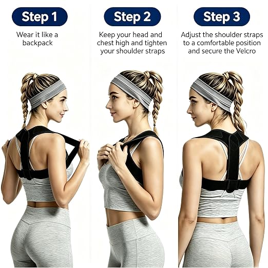 Posture Corrector for Women and Men, Adjustable Upper Back Brace, Breathable Back Support Straightener, Providing Pain Relief from Lumbar, Neck, Shoulder, and Clavicle.