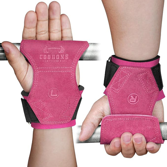 Weight Lifting Wrist Straps, Gym Straps Weight Lifting for Deadlift and Powerlifting, Double Layer Leather Wrist Wraps with Padded Cushion Wrist Loop, Weightlifting Grips for Men and Women