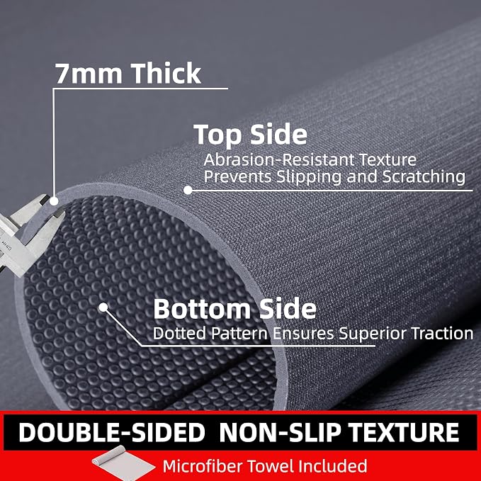 GymCope Large Exercise Mat for Home Workout,12‘x6’/10'x6'/9'x6'/8'x6'/7'x5'/6'x4' (7mm) Extra Thick Workout Mat, High-Density Gym Mat for Cardio, Jump Rope, MMA, Weights (Shoe-Friendly)